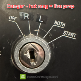 C172 key position found at right mag (not off) - live prop!