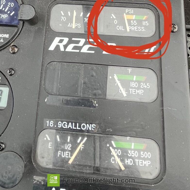 R22 oil pressure gage sticking