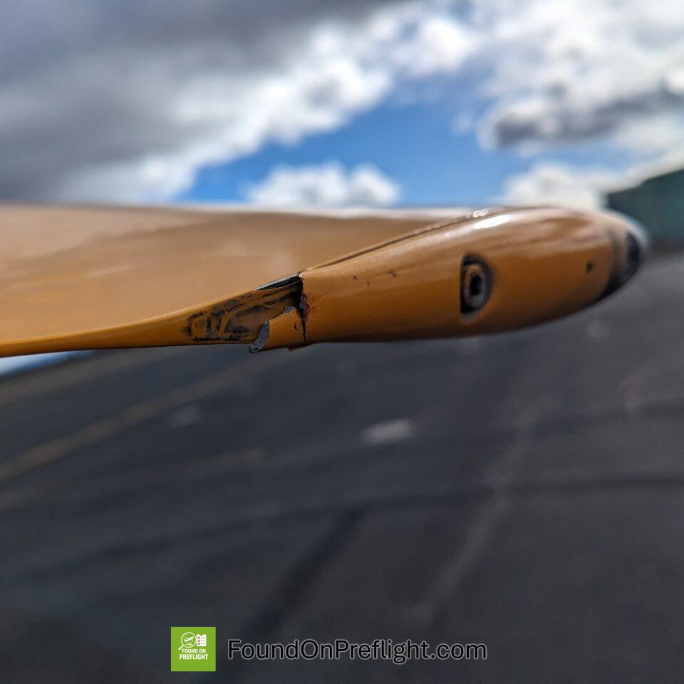 R22 blade tip cap damaged