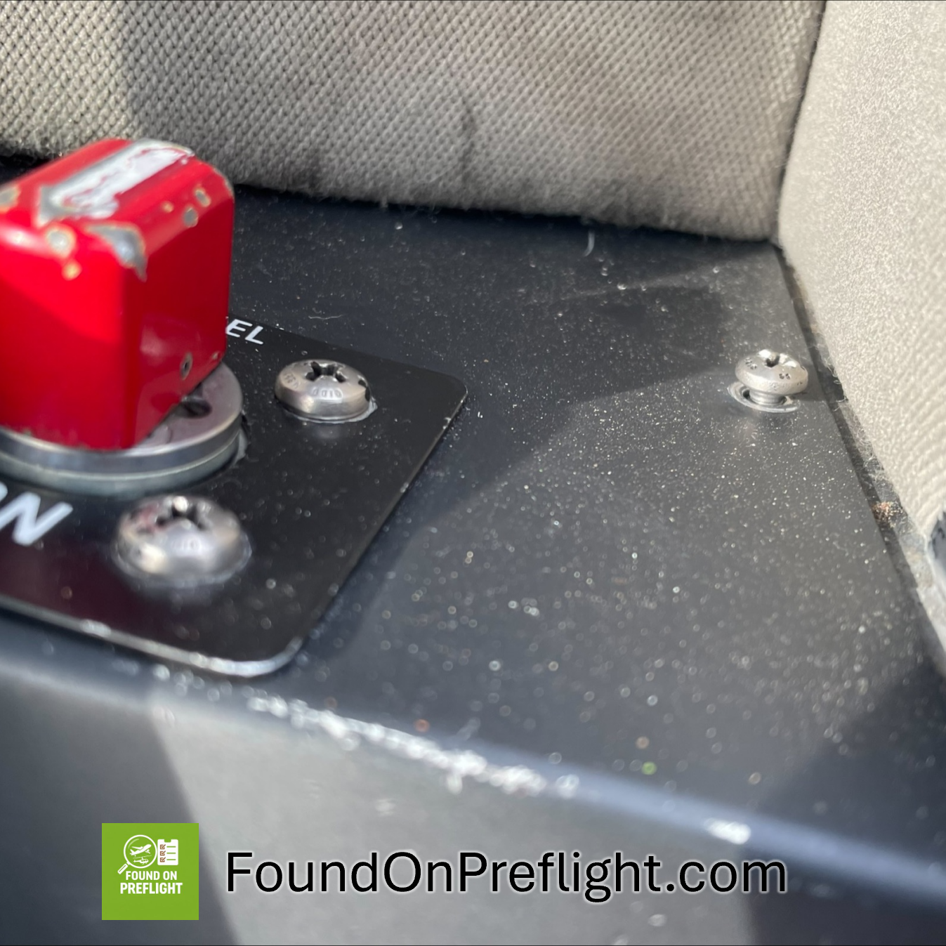 R22 interior panel screw loose near fuel shutoff