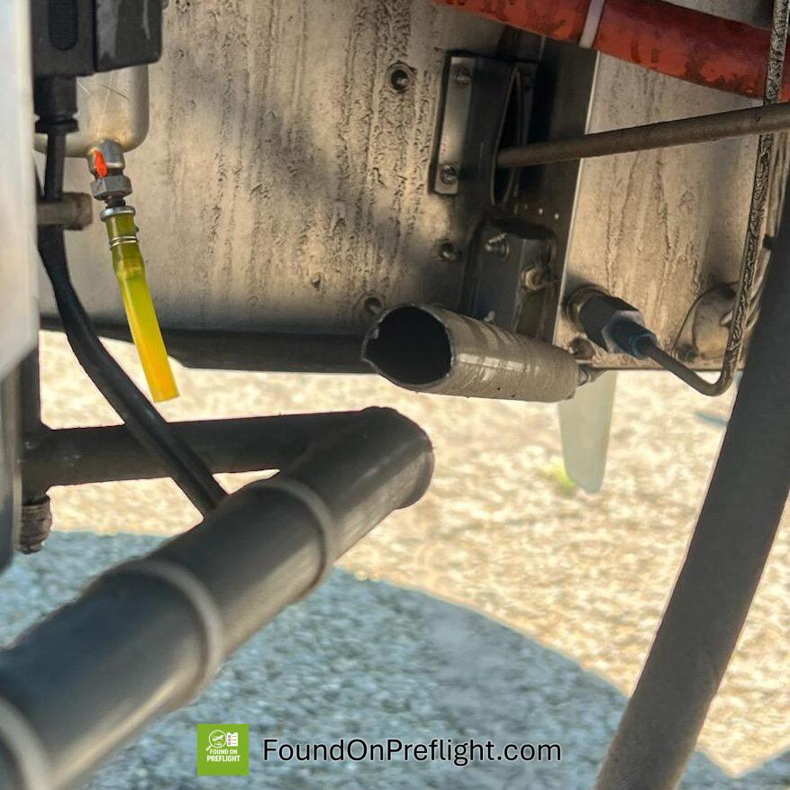 R22 broken steel frame tube near battery