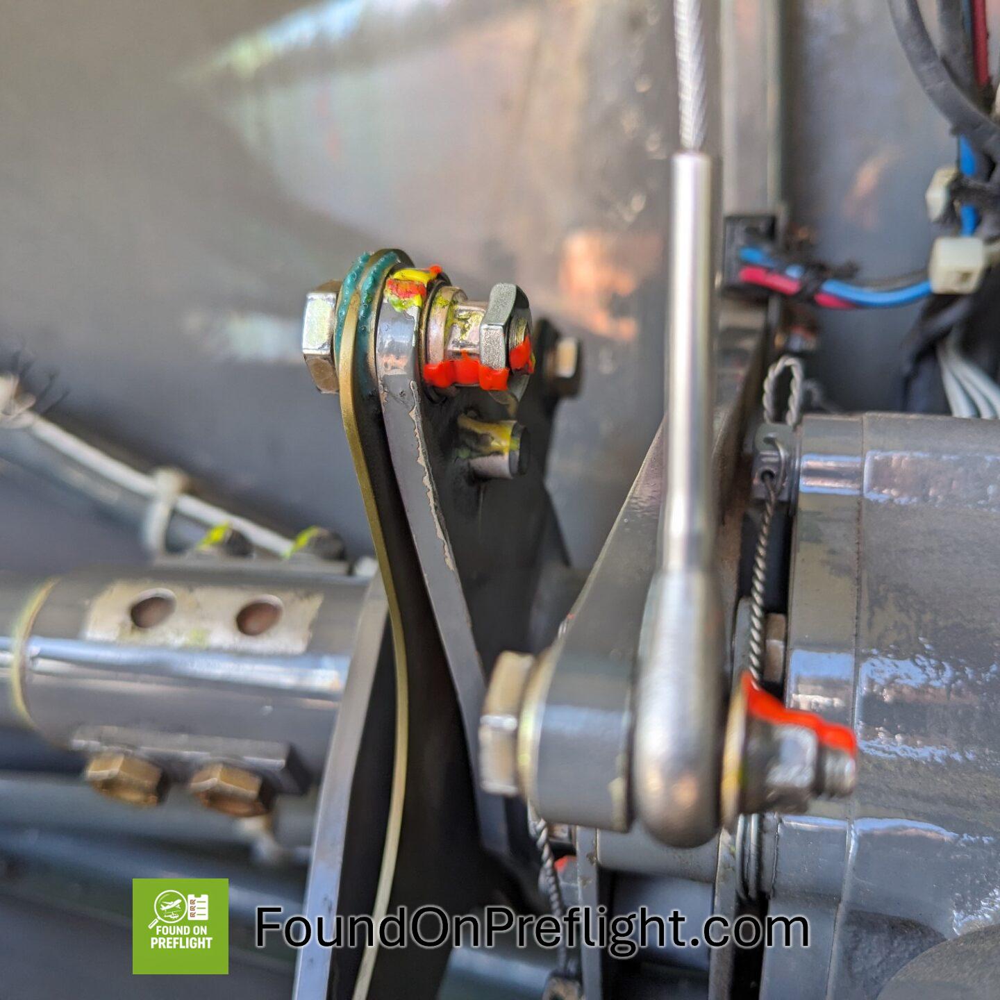 Yoke/flange hardware rotated and broke torque stripe continuity