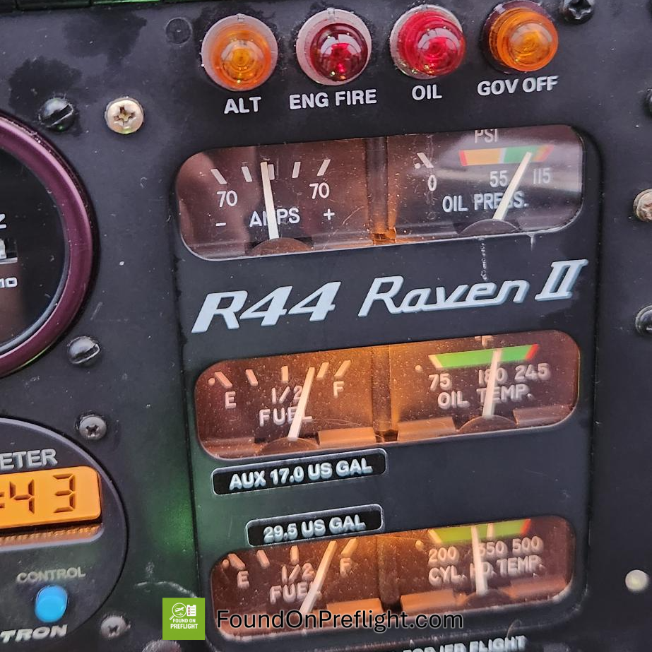 R44 alternator failure on runup, showing discharge on ammeter
